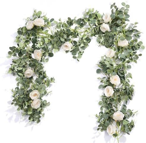 Der Rose 2Pcs 6.5FT Wedding Decor Artificial Flower Eucalyptus Garland by DerRose