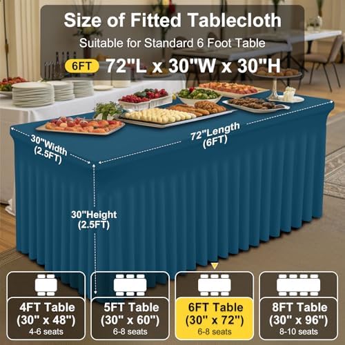 Smiry 2 Pack Spandex Elastic Fitted Table Cloth Skirt for 6FT Table - Image 4