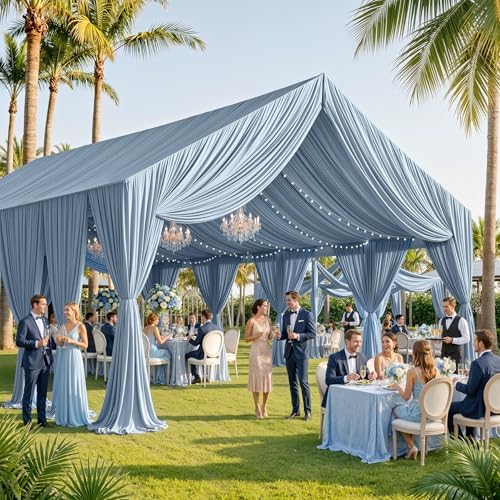 50ftx40ft Dusty Blue Ceiling Curtain for Wedding Parties by PartyVillage
