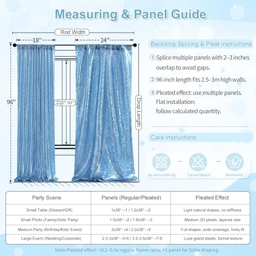 Birthday Backdrop Curtain Baby Blue Shimmer Sequin Backdrop Drapes 6x8FT - Image 4