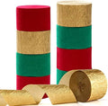 Red-Green Gold Party-Decorations Christmas Streamers - 9 Rolls New Years, Winter Decor Crepe Tissue Paper Streamer Wedding Birthday Baby Bridal Shower Garland Panduola by Panduola