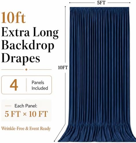 20x10 FT Navy Blue Backdrop Curtains for Weddings, Parties and Photo Booth - Image 5