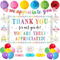 Vlipoeasn We Appreciate You Banner Decorations, Colorful Thank You for All You Do Honeycomb Centerpieces Hanging Swirls, Office Decor Staff Teachers Professors Doctor Nurses Appreciation by Vlipoeasn