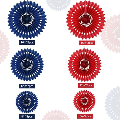 BEISHIDA Honeycomb Round Paper Fans Navy Blue Red Hanging Party Decoration - Image 2