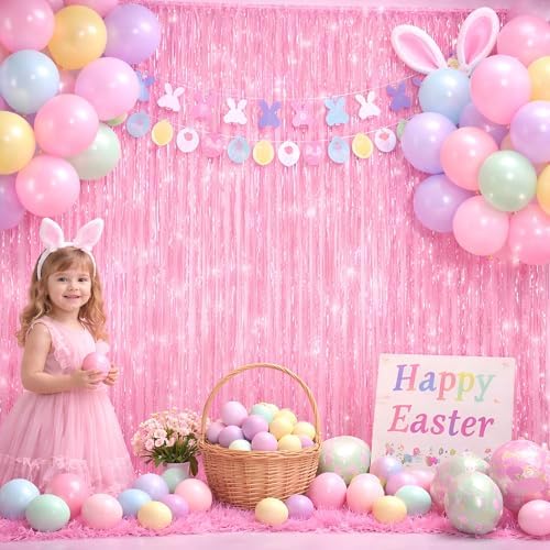 Pink Fringe Curtain Backdrop 3 Pack, 3.2 x 8.2 FT Girls Party Decorations - Image 3