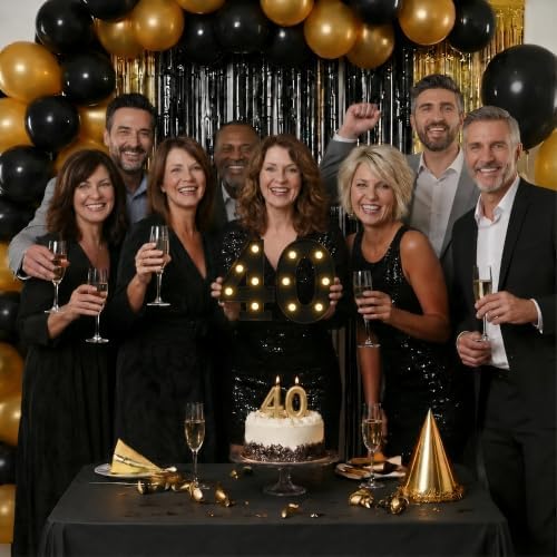 40th Birthday Decorations for Women Men, Black Light-Up Number 40 Sign, Battery-Operated Illuminated Party Table Decoration Backdrop Wall Decor, 40th Birthday Gifts for Men Women ZJDZTK - Image 6