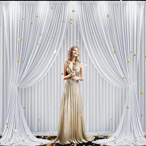 4 Panels Silver Grey Backdrop Curtain for Parties Wedding Wrinkle Free Silver Grey Photo Curtains Backdrop Drapes Fabric Decoration for Birthday Party Baby Shower 20ft(W) x 10ft(H) - Image 4
