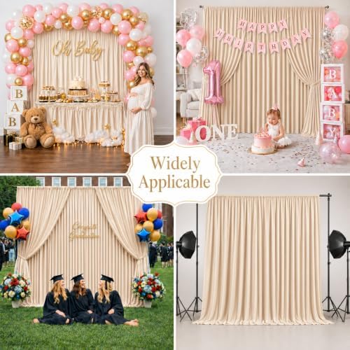 50x10 FT Champagne Backdrop Curtains for Weddings, Parties and Photo Booths - Image 6