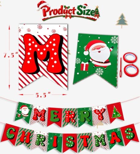 Christmas Decorations,Merry Christmas Banner,Xmas Decor for Home Fireplace - Image 2