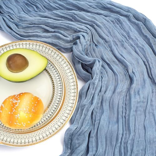 12 Pack 10Ft Dusty Blue Cheesecloth Table Runner 23 x 120 Inch - Image 5