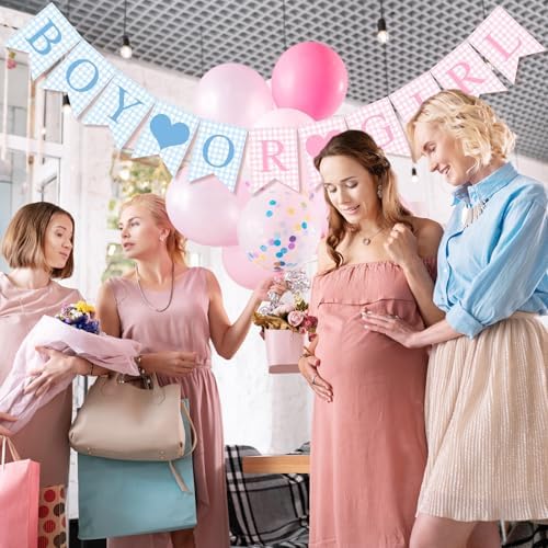Hahafelt Boy or Girl Banner for Baby Shower Decorations, Blue Pink - Image 5
