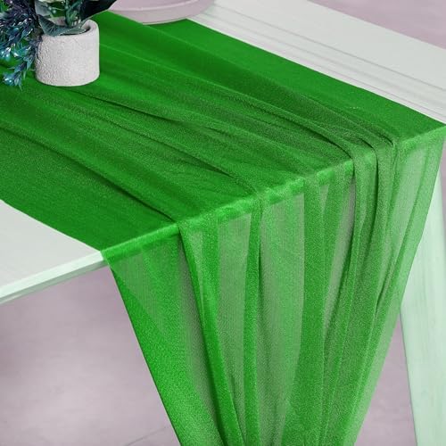 Pack of 25 Chiffon Table Runners 29 x 120 Inch, 10FT Long - Green - Image 2