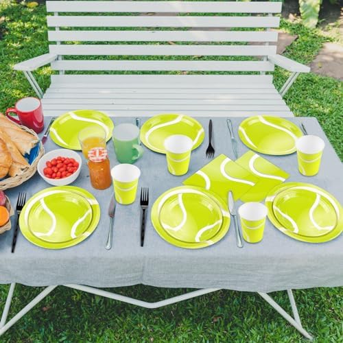 Durony 144-Piece Tennis Paper Plates & Napkins Dinnerware Set - Birthday Party Tableware Supplies Includes Plates, Napkins, Forks - Serve 24 for Sports & Tennis Parties - Image 6