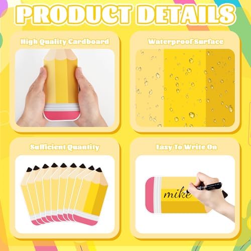 54Pcs Pencil Cutouts Pencil Name Tags, Classroom Pencils Themed Bulletin Board Paper Cutouts, Back to School Pencils Decorations with Glue Points for Student Teacher Supplies Locker Door Wall Decor - Image 3