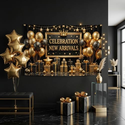 Black Gold Celebration Banner for Grand Opening, Corporate Gala Party Decor - Image 3