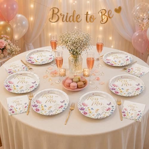 50 Pcs Miss to Mrs Plates and Napkins Set, 7 Inch Bridal Shower Supplies - Image 5