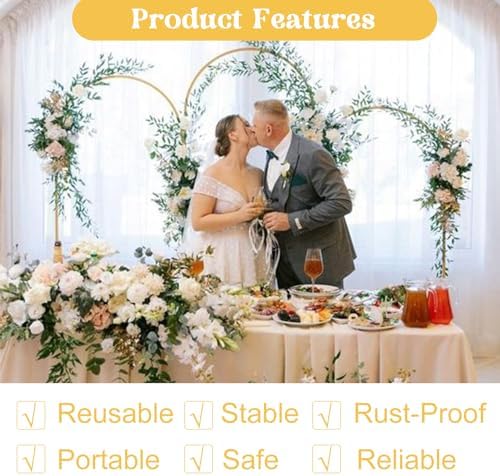 Arch Backdrop Stand 7.2FT, 6FT, 6FT Set of 3 Gold Wedding Arch Stand Balloon Arch Stand Stable Metal Arch Backdrop Frame for Wedding Ceremony Birthday Party Bridal Baby Shower Banquet Decoration - Image 5