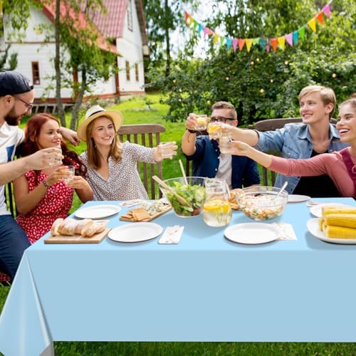 16 Pack Light Blue Plastic Tablecloth for Rectangle Tables, Premium Decorative Baby Blue Disposable Table Cloths for Parties, Rectangle Party Table Cover for Birthday Wedding Baby Shower, 54x108 Inch - Image 5