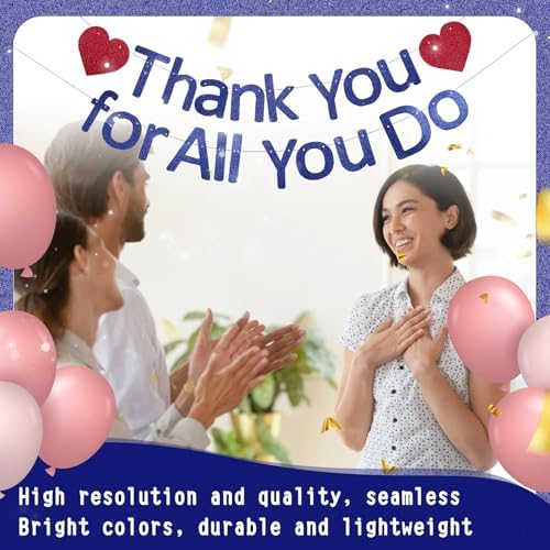 Thank You Banner Staff Appreciation Banner for Employee Appreciation Decorations Teacher Thanks Volunteer Events Office School Organization Thank You Parties (Navy Blue) - Image 5