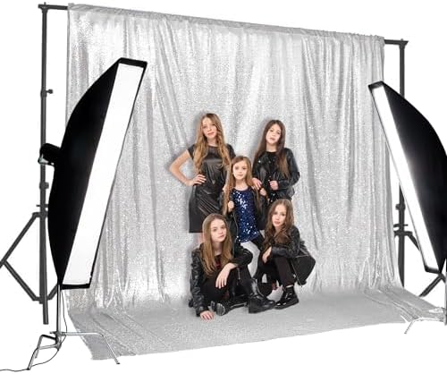 PartyDelight Silver Sequin Backdrop 20x10ft Sparkly Photo Curtain - Image 2