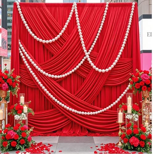 20x12 ft Red Backdrop Curtains for Weddings Parties, Birthdays and Photos - Image 2