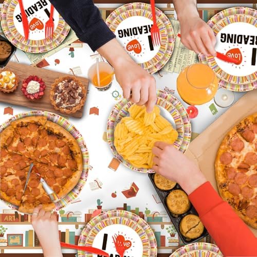 142 Pcs Vintage Book Theme Party Tableware Book Club Birthday Party Supplies Library Reading Themed Disposable Plates Napkins Cups and Forks Set - Image 6