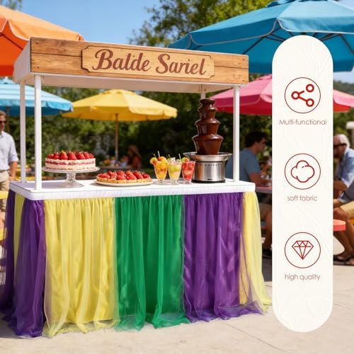 THARAHT Tulle Table Skirt 6FT 180CM Long for Rectangle Tables Round Tables Ruffle Desk Skirt for Princess Girls Birthday Party Cake Dessert Decorations Table Skirt - Image 4