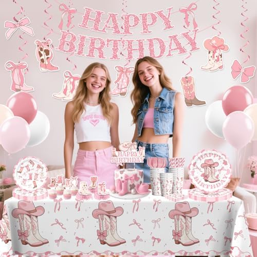Xynic 363pcs Boots and Bows Party Decorations Tableware Set, 50 Serves - Image 7