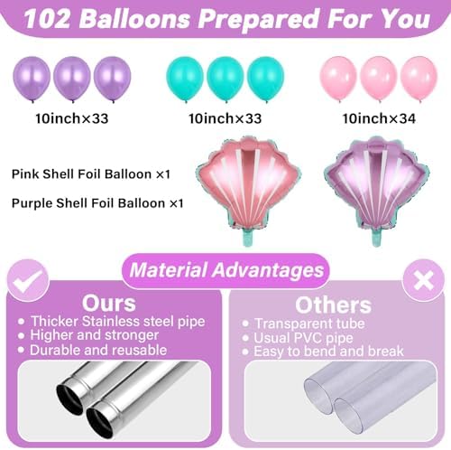 2 Sets Mermaid Balloon Column Stand Kit Adjustable Mermaid Balloon Decor - Image 3