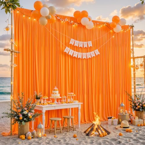 20x12ft Orange Purple Backdrop Curtain Panels for Parties - Wrinkle Free Polyester Photo Curtain Backdrop Wedding Back Drop Fabric Drapes for Party Decorations Background for Photography - Image 4