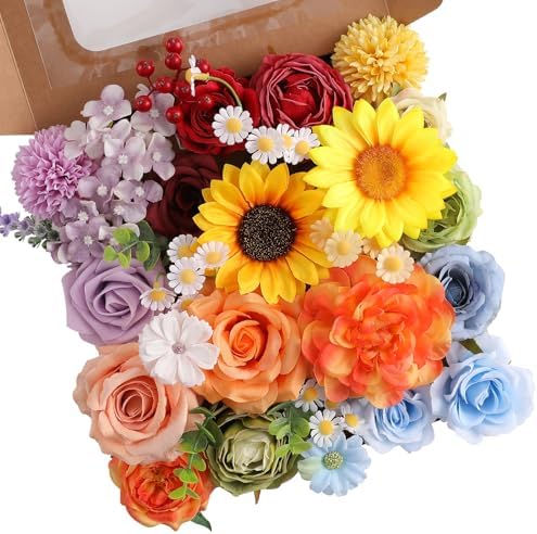 Floweroyal Artificial Flowers Fake Rose Flowers Dahlia with Stems for DIY Wedding Bridal Bouquets, Baby Shower, Floral Arrangement, Table Centerpieces, Home Decorations by FloweroyalCrafts