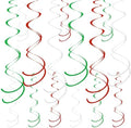 Colorful Ceiling Swirl Foil Decorations Hanging Plastic Streamer Themed Swirl Party for Graduation Celebration, Pack of 28 (Red, Green and Sliver) by Yymobt