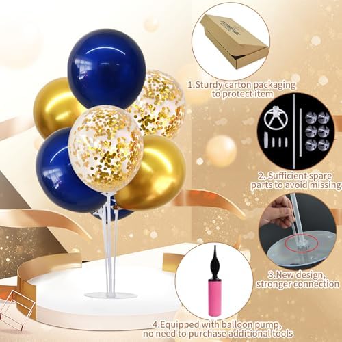 TONIFUL 4 Set Navy Blue Gold Balloons Stand Balloon Centerpieces for Table - Image 5