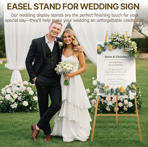 57.5" Gold Easel Stand for Sign, Wedding Sign Stand for Display - Image 5