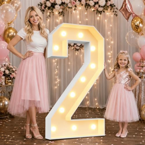 Large 4FT Marquee Light Up Numbers 2 for Party Decorations by NANXU