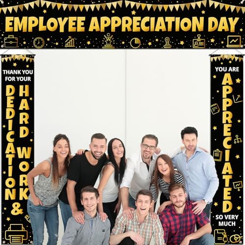 Smoothnovelty 3 Pcs Gold Employee Appreciation Day Banner - Image 5