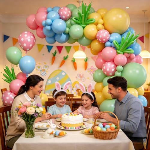 Pastel Balloon Arch Garland Kit, Macaron Pink Green Blue Yellow Latex Party Balloons Rainbow Pastel Color Easter Balloon for Easter Spring Wedding Graduation Baby Shower Birthday Party Decorations - Image 4