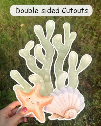 Large Under The Sea Cutouts with Stand, 12inch Ocean Birthday Party Decorations, Underwater Party Decorations, Baby Shower Supplies Cardboard Cutout Prop | 9PCS Stand Up Prop - Image 4