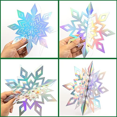 GuassLee Christmas Hanging Snowflakes Decorations Clearance 30pcs 3D Iridescent Paper Snowflakes Snow Flakes Garland for Winter Wonderland Frozen Christmas Birthday Party Decorations - Image 5