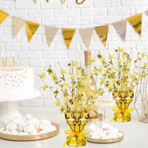 Crowye 6 Pcs Gold Foil Spray Centerpieces, Wedding Table Decor, Medium Star - Image 6