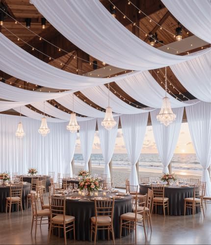 20ftx30ft White Ceiling Drapes for Wedding Parties - Image 2