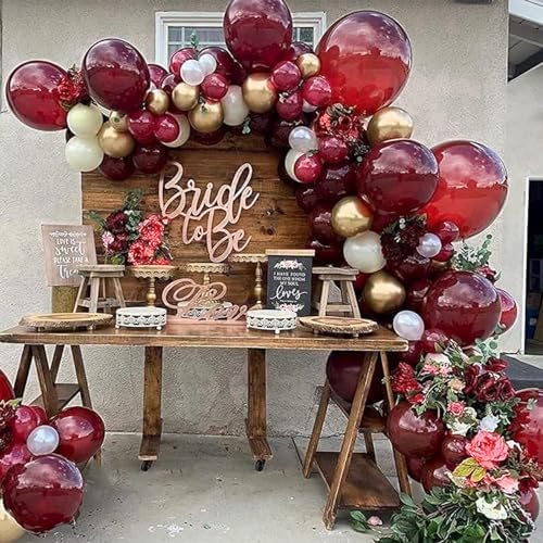 PartyWoo Burgundy Balloons 50pcs Dark Chestnut Red Maroon Dark 12 Inch - Image 5