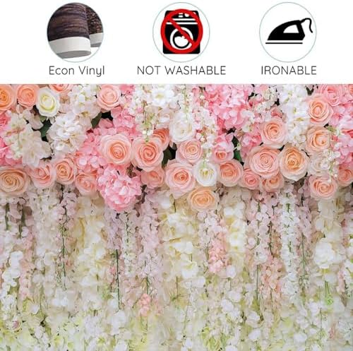 6x4ft Pink Rose Flower Wedding Photography Backdrop Spring Floral Photography Backdrop Valentine's Day Mother's Day Girl Birthday Baby Shower Wedding Bridal Party Banner Photo Booth Props Background - Image 7