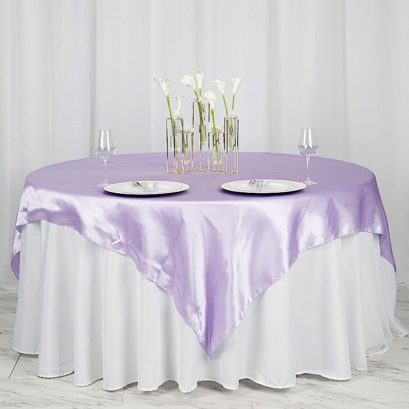Balsa Circle 10 pcs 72x72 inch Lavender Square Tablecloth Satin Fabric Overlays Linens | Table Cloths Cover for Wedding Party Banquet Reception Events Decoration Kitchen Dining Events Kitchen Dining - Image 6