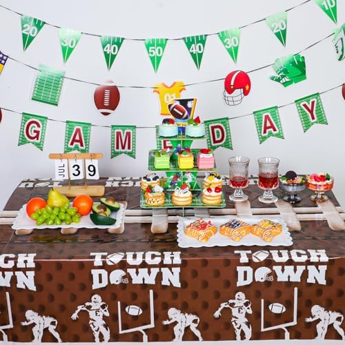 NatNarr 3 Pack Plastic Football Tablecloths, Superbowl Party Decorations - Image 3