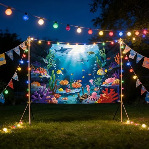 Under The Sea Backdrop, 7x5Ft Ocean Themed Kids Birthday Party Decorations - Image 4