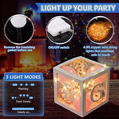 Baby Shower Balloon Box Decorations with LED Lights & 40 Balloons, Pink - Image 4