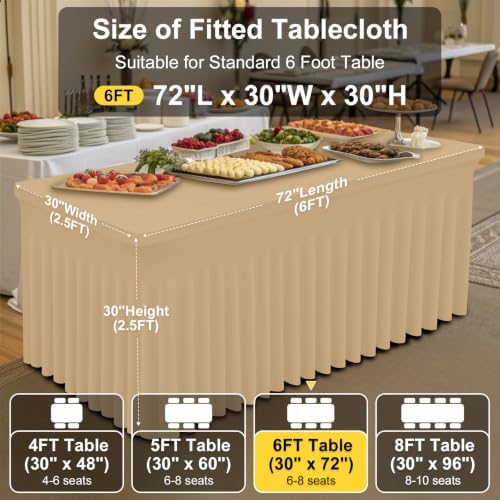 Smiry 2 Pack Spandex Elastic Fitted Table Cloth Skirt for 6FT Table - Image 5