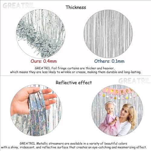 Silver Foil Fringe Tinsel Backdrop - 3.2ft x 8.2ft Pack of 2 - Image 4