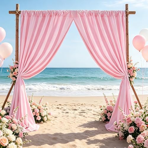 Pink Backdrop Curtains 10ftx8ft Birthday Polyester Photo Drapes - Image 5